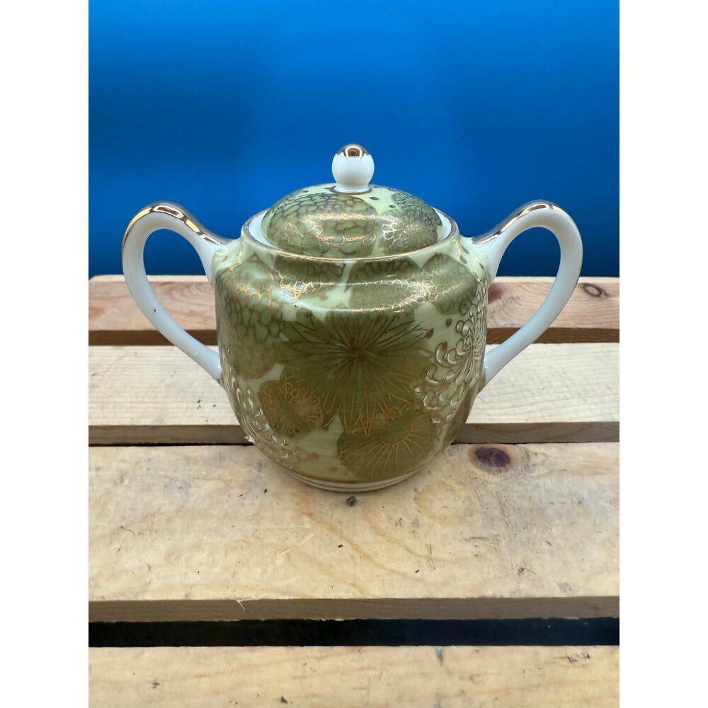 Antique Geisha Lithopane Sugar Bowl-SeeThrough Bottom-Eggshell China